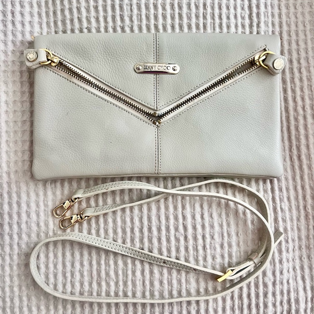Jimmy Choo Gray/Cream Leather Crossbody Bag